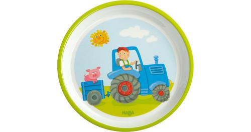 Kinderteller Traktor grün/blau