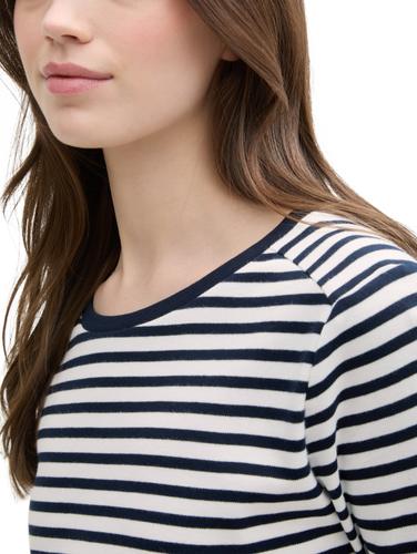 Langarmshirt mit Streifenmuster XL Regular Fit - Navy White Stripe