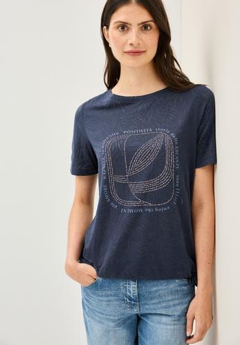 T-Shirt mit Schmucksteinen L - Urban Navy Blue