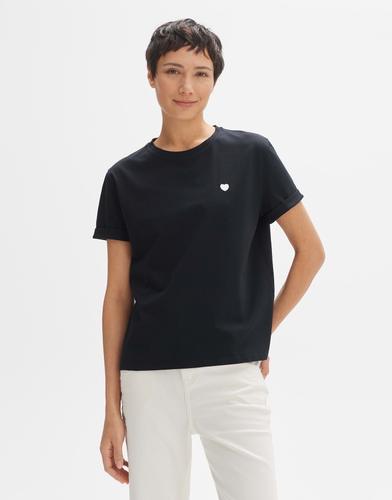 OPUS T-Shirt »Serz« mit kleiner Herz-Stickerei - Schwarz / 42