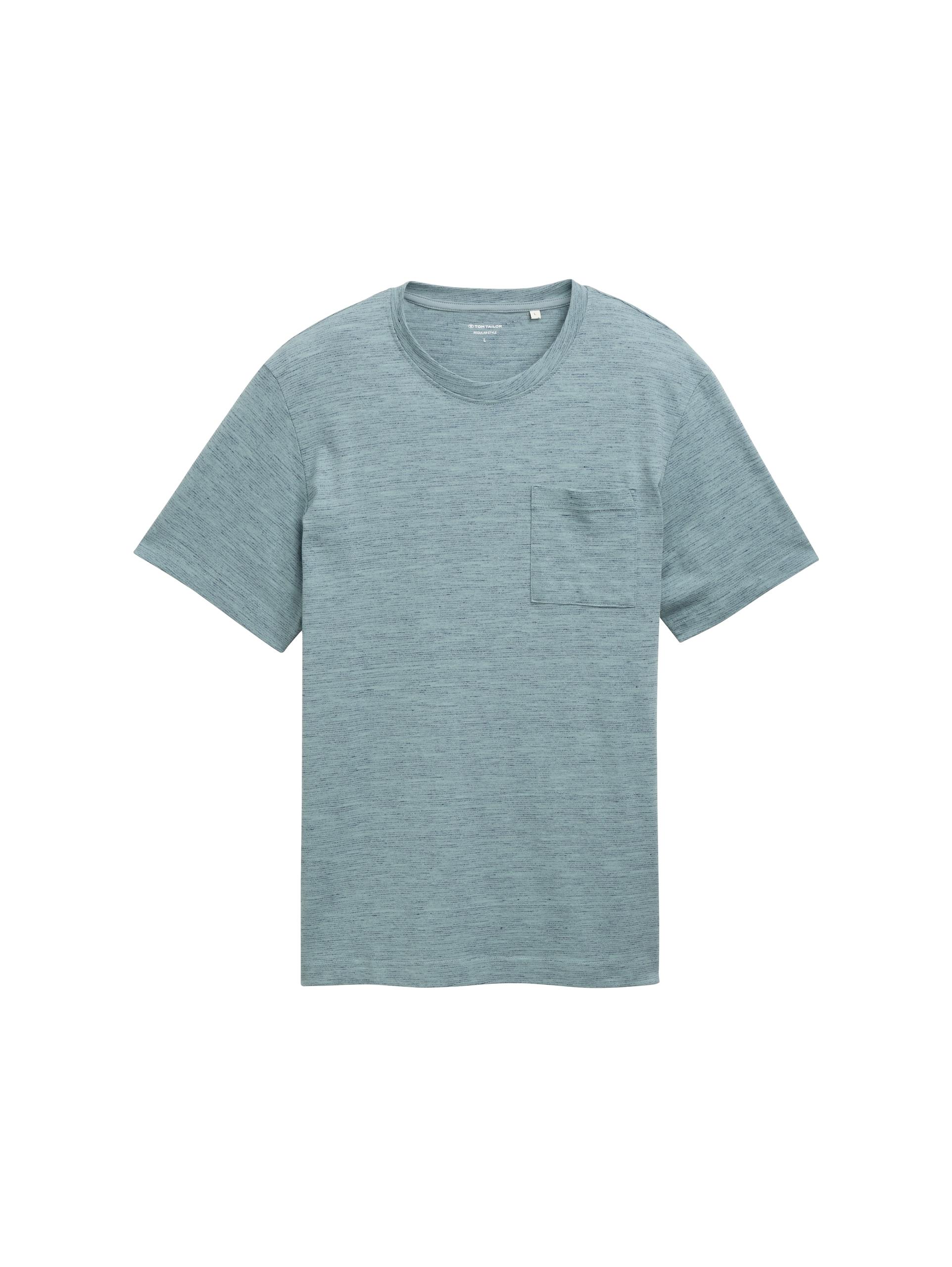 T-Shirt mit Brusttasche XXL Regular Fit - Grey Mint Navy Injected