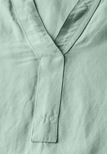Split Neck Leinenmix Kleid L - Ice Sage Green