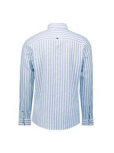 Shirt Vertical Big Stripe With Linen XL Regular Fit - Blue