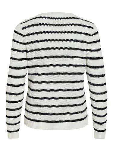 VIDALO O-NECK L/S STRIPE KNIT TOP- NOOS L Normal geschnitten - White Alyssum