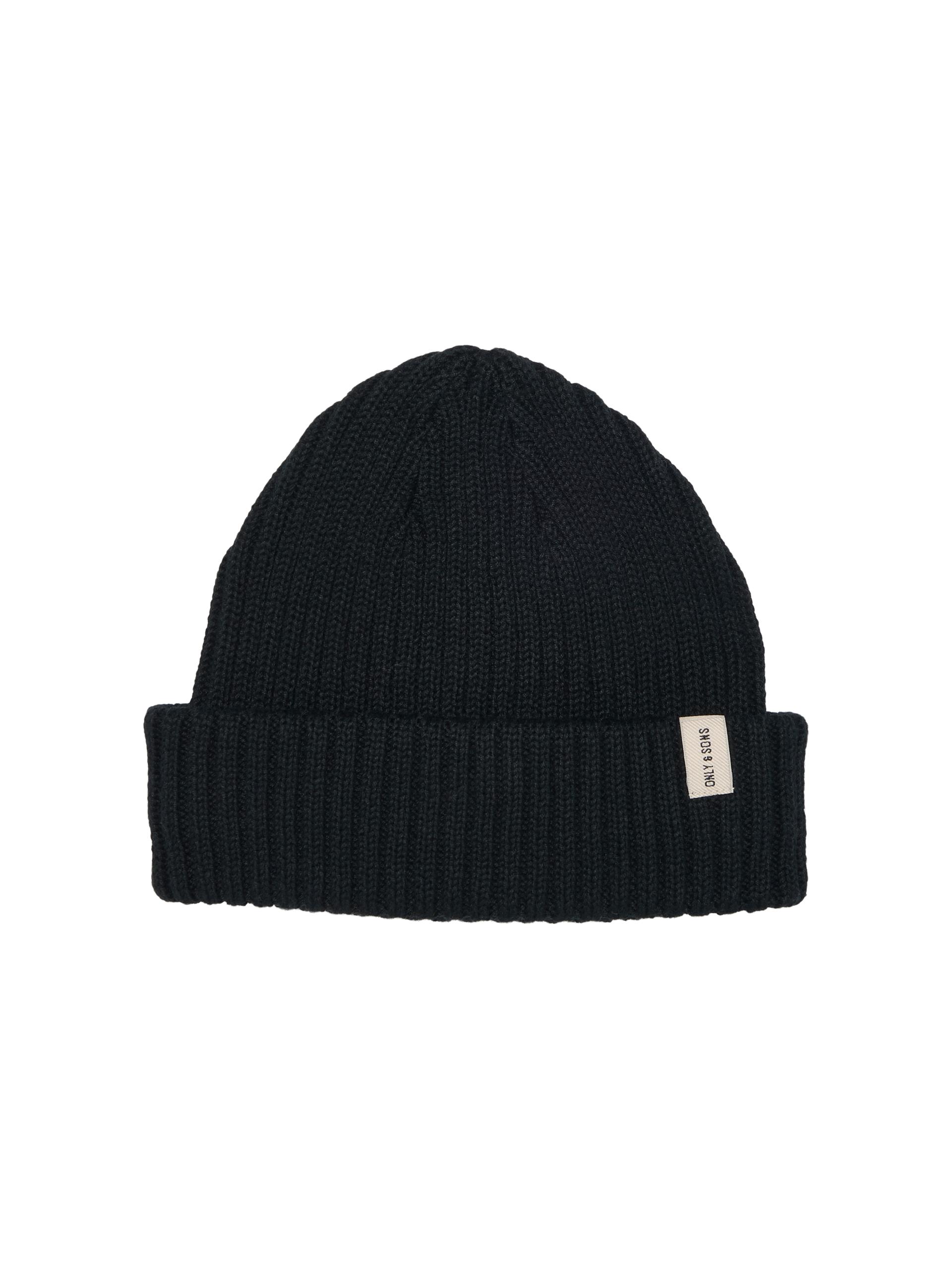 ONSRYAN RIB FISHERMAN BEANIE NOOS ONE SIZE - Black