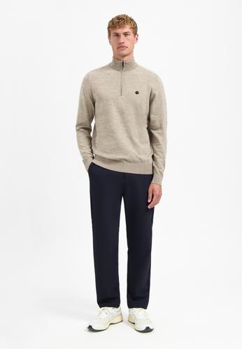 Pullover Half Zip 2 Coloured Melange M Regular Fit - Sand