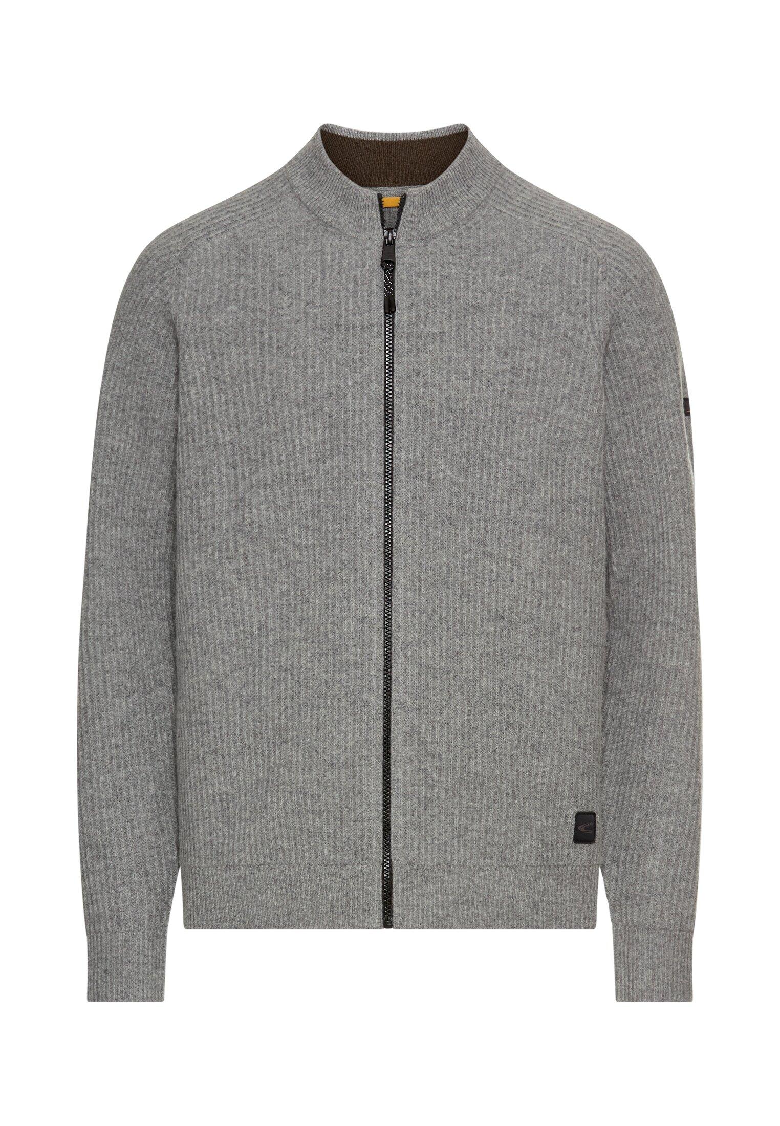 Strickjacke aus reiner Lammwolle XXL Regular Fit - Grey Melange