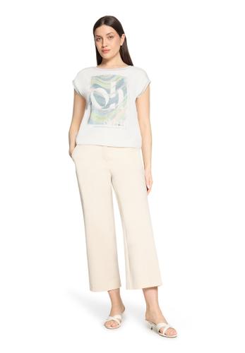 Blusenshirt 40 Lässig - Patch Cream/Green