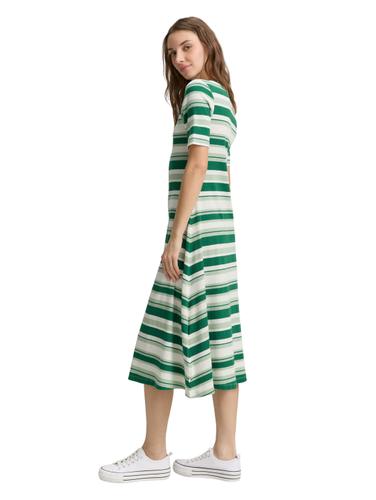 Midi-Kleid mit Streifenmuster XL Slim Fit - Green Mint Stripe