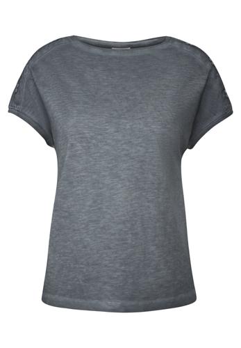T-Shirt mit Knopfdetail L - Volcanic Grey