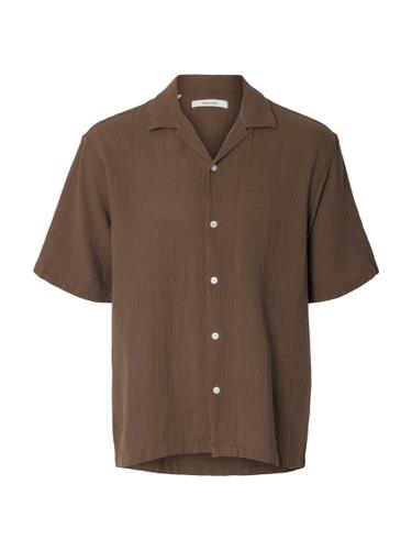 SLHRLXCAL SS SHIRT RESORT XL Locker geschnitten - Chocolate Chip