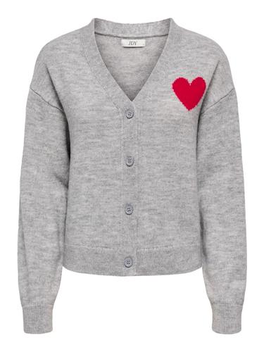JDYVITTORIA L/S HEART CARDIGAN KNT S Knit Fit - Light Grey Melange