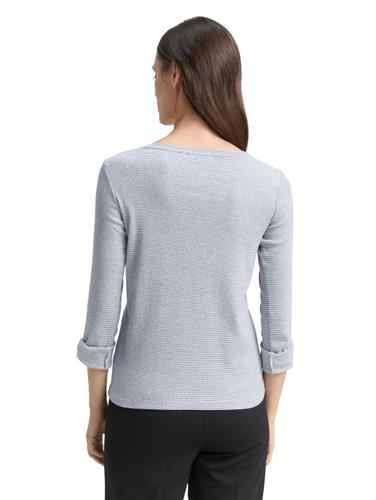 Langarmshirt mit Bio-Baumwolle XXL Regular Fit - Offwhite Navy Small Stripe
