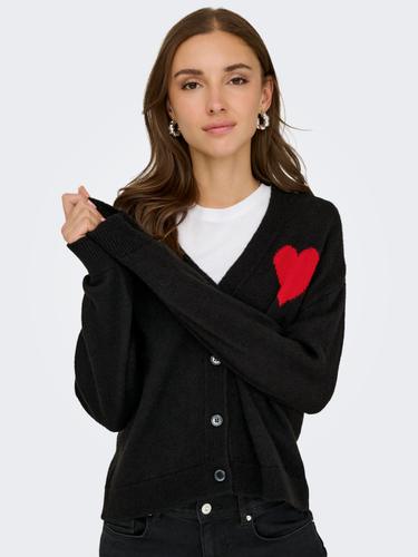 JDYVITTORIA L/S HEART CARDIGAN KNT S Knit Fit - Black