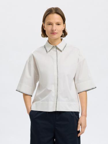 SLFFIA 2/4 CROPPED STITCHED SHIRT B 40 Verkürzt - Bright White
