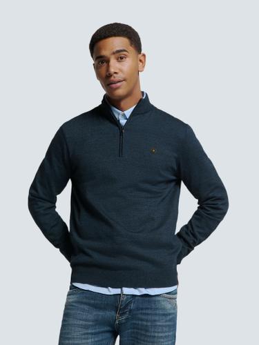 Pullover Half Zip 2 Coloured Melange Blau XL