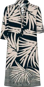 Dress with collar, half placket, 3/4 sleeves w cuffs Schwarz 36