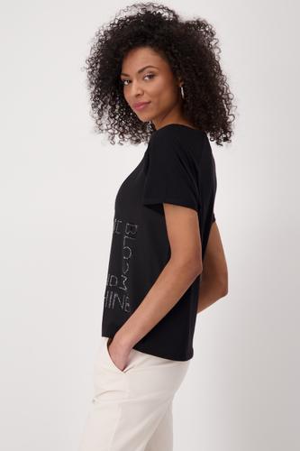 Blusenshirt mit Schmuckschrift 36 - Schwarz
