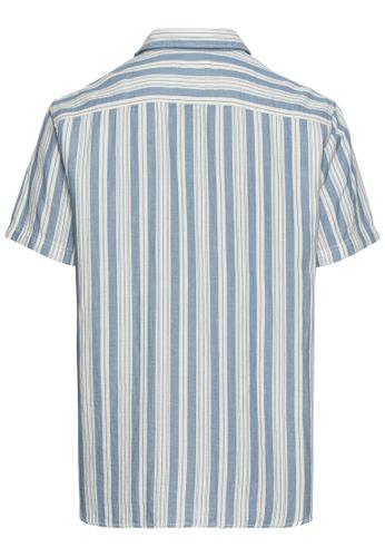 Streifenhemd aus reiner Baumwolle XL Regular Fit - Elemental Blue