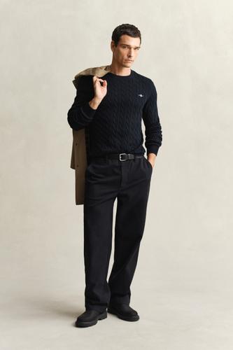 Zopfstrick Rundhalspullover aus Baumwolle XXXL - Evening Blue
