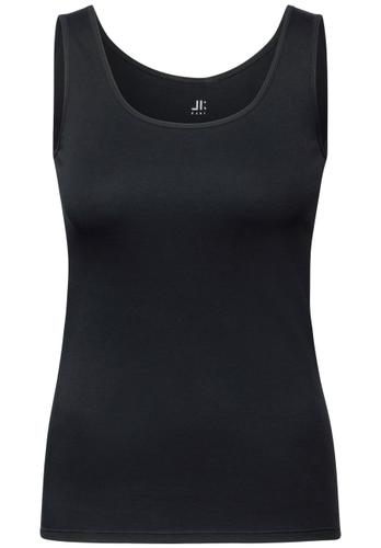Basic Top mit Rundhals aus Baumwolle S - Black