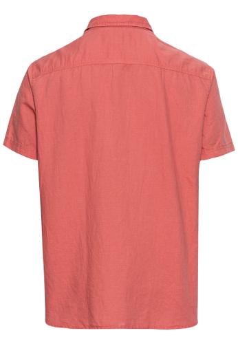 Kurzarm Hemd aus einem Leinen-Baumwoll-Mix M Regular Fit - Faded Red