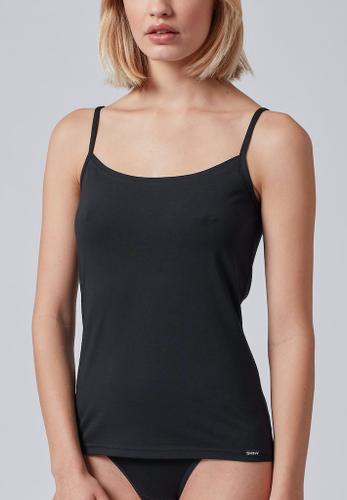Skiny Damen Spaghettishirt Cotton Essentials Schwarz 36