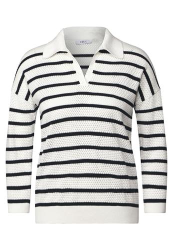 Pullover mit Polokragen M - Vanilla White