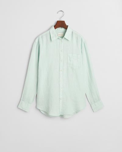 Relaxed Fit Leinen Bluse 38 - Faded Mint