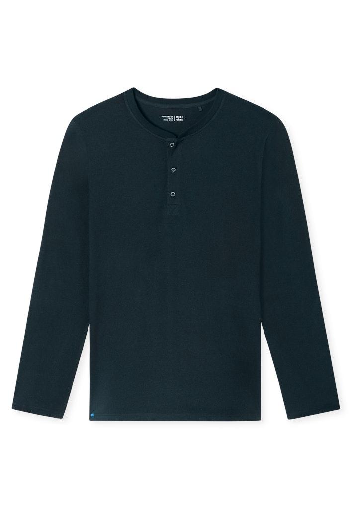 Langarmshirt Knopfleiste Blau 54