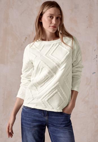 Shirt mit 3D Strukturmuster M - Vanilla White
