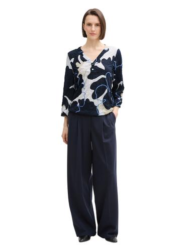 Crinkle Blusenshirt XL Loose Fit - Big Floral Shapes Design