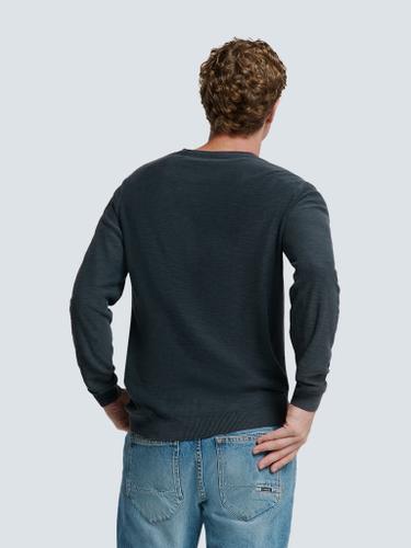 Pullover Crewneck Garment Dyed + Stone Washed Blau S