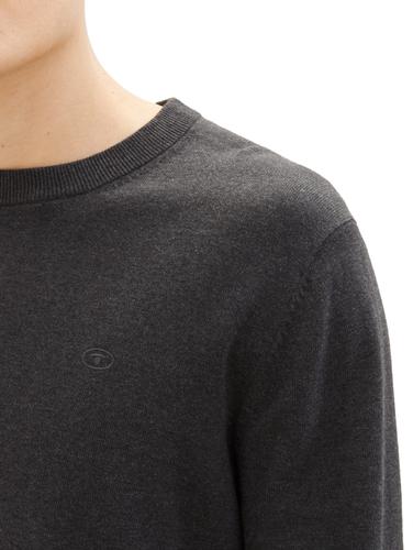 Strickpullover aus Baumwolle XXL Regular Fit - Black Grey Melange