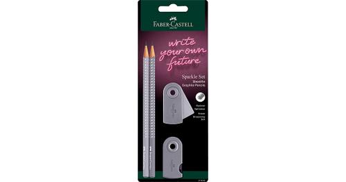 Bleistiftset SPARKLE dapple gray, 4-tlg., inkl. Radierer Sleeve & Spitzer grau