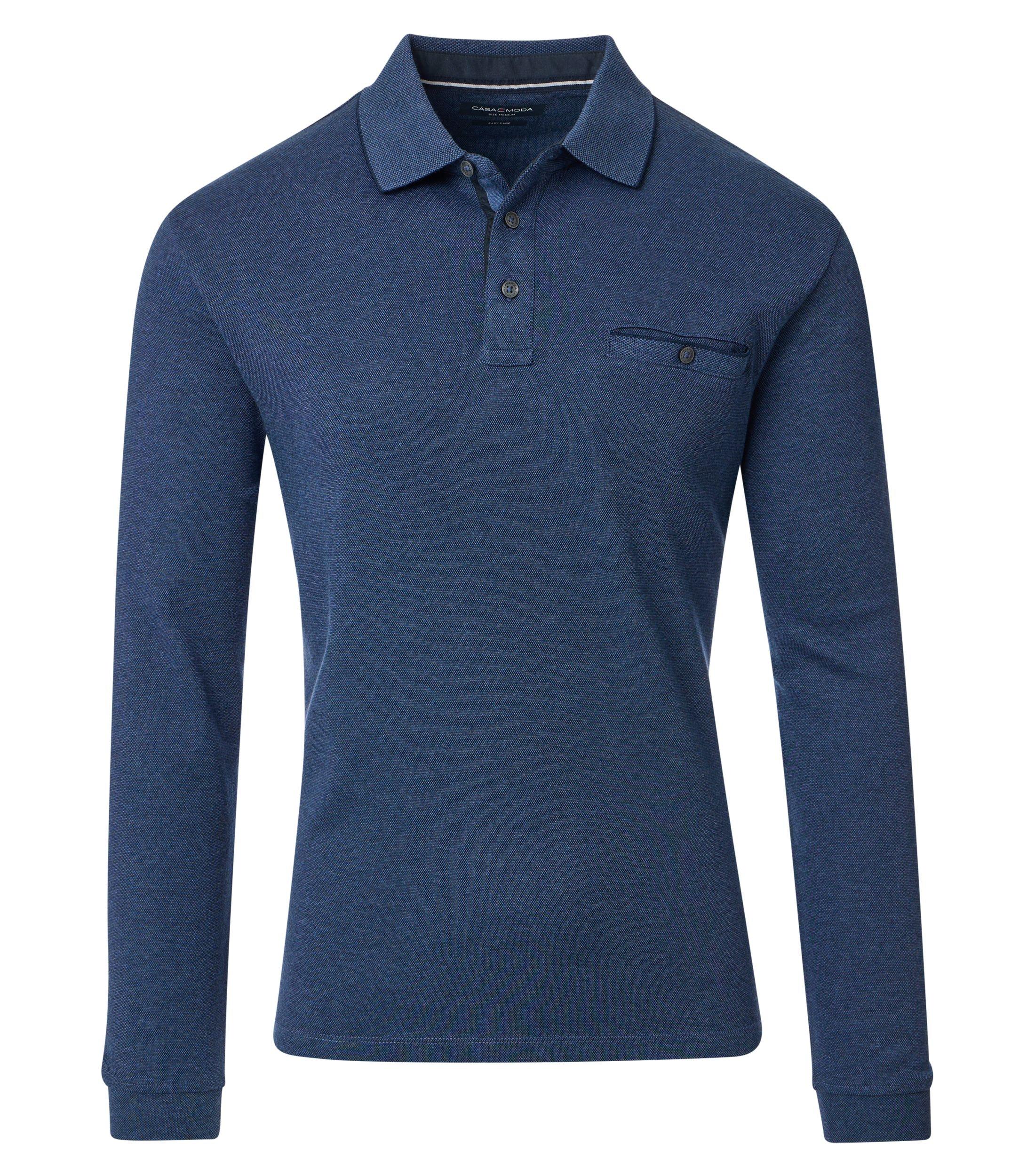 Polo-Shirt Langarm gestreift XXL - Blau