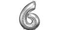 Super Shape Folienballon Silber, Zahlenballon 6, 55 x 88 cm silber