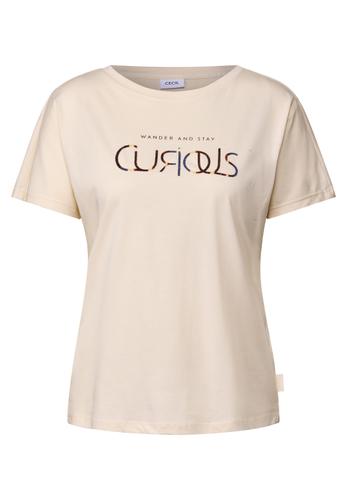 T-Shirt mit Wording L - Light Beige
