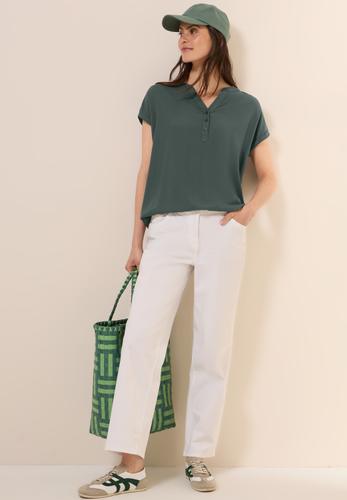 Kurzarmbluse in Unifarbe L - Dark Balmy Khaki