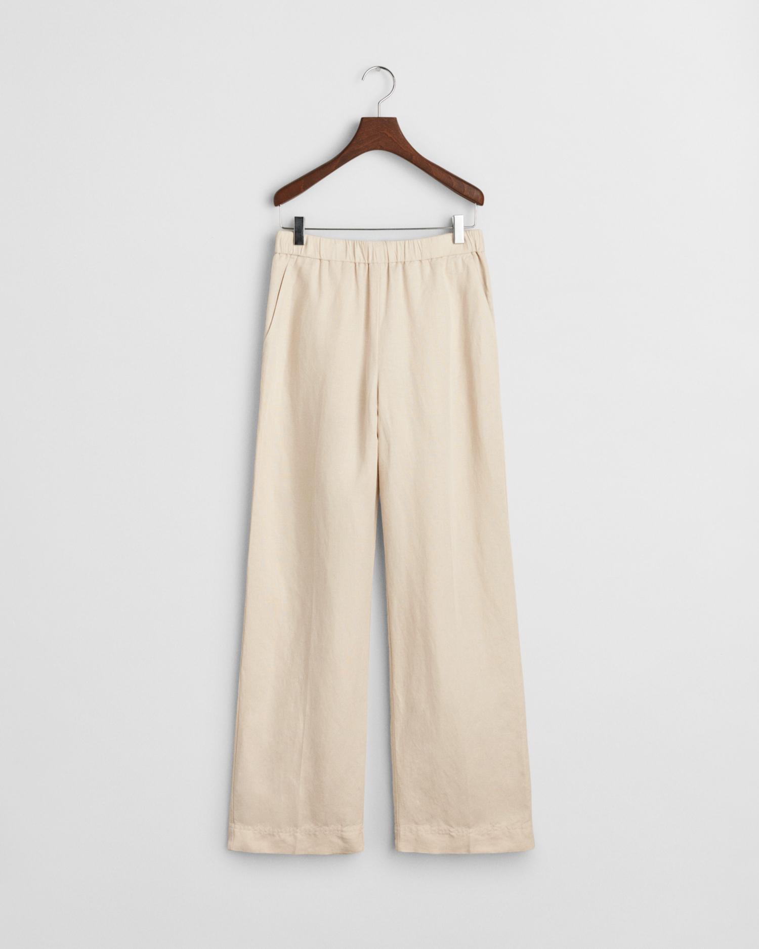 Relaxed Fit Leinenmix Pull-On Hose 38 - Putty