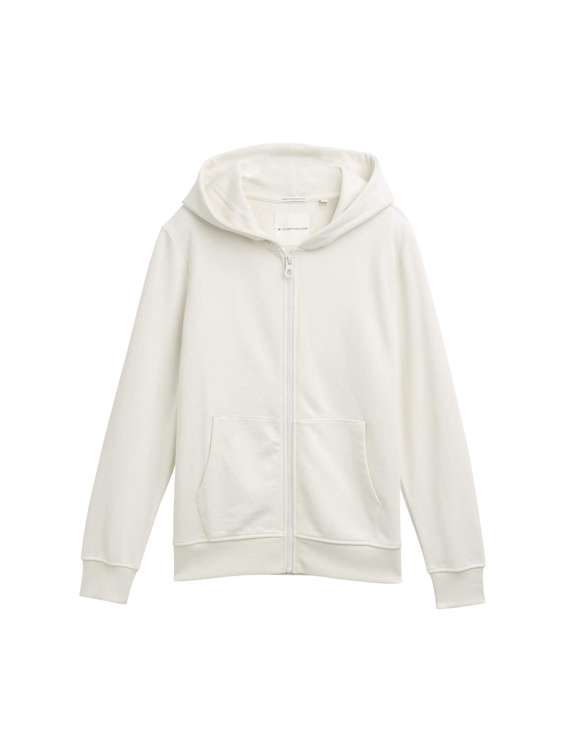 Basic Hoodie Sweatjacke 152 Regular Fit - Greyish White