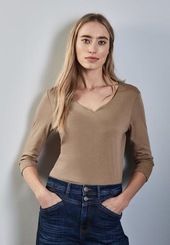 Shirt mit Herzausschnitt 42 - Honey Sand