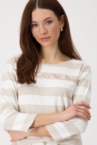 Ringel-Sweatshirt mit Pailletten 38 - Warm Sand Ringel