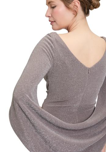 Cocktailkleid 42 Figurnah - Taupe/silver