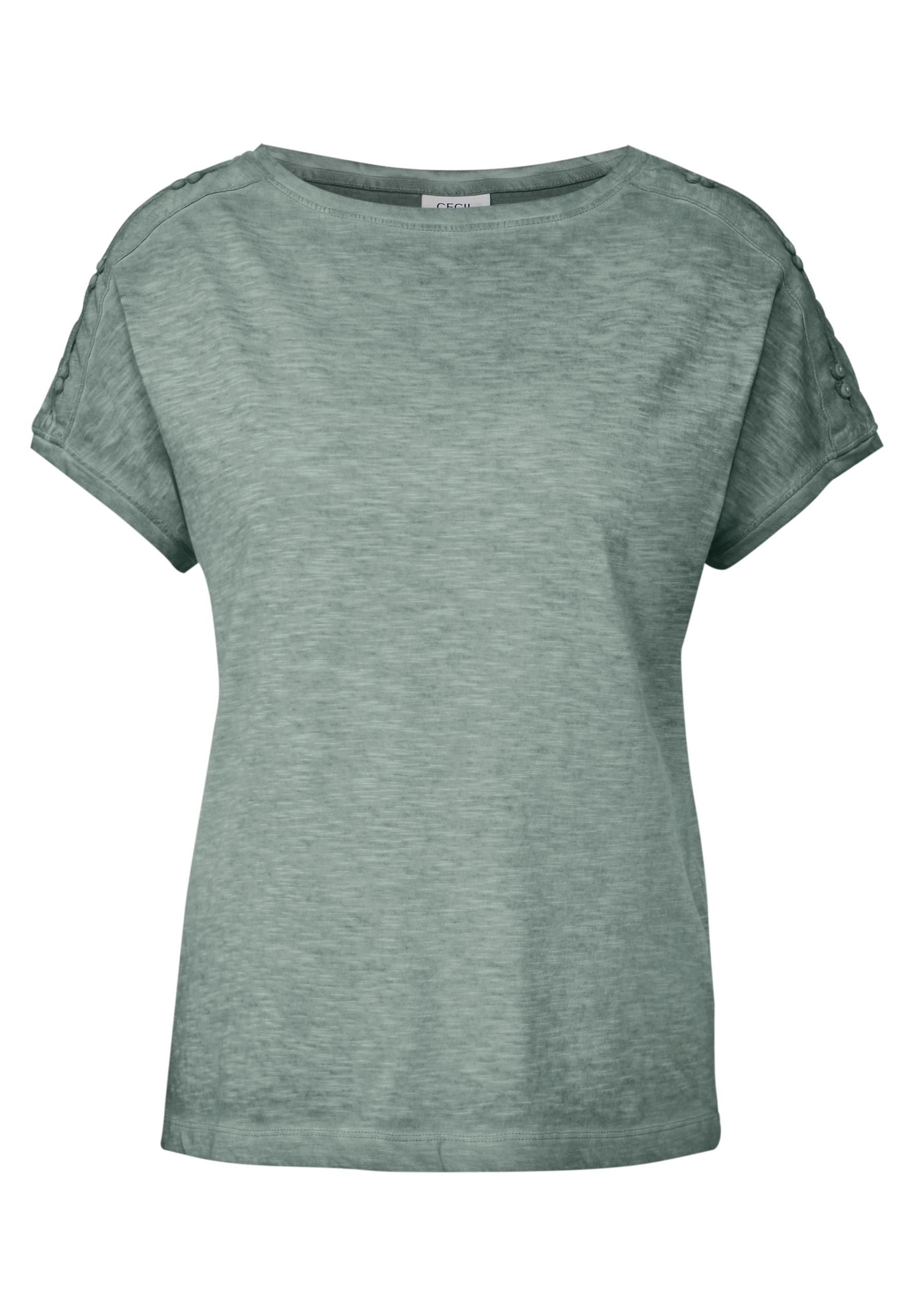 T-Shirt mit Knopfdetail L - Dark Balmy Khaki