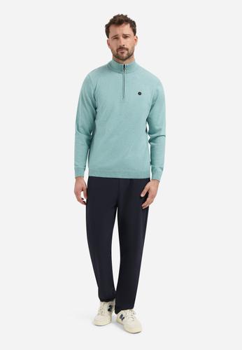 Pullover SU Collar Half Zip 2 Coloured Melange XXL Regular Fit - Arctic Blue
