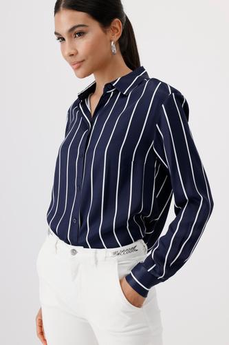 Satinbluse mit Streifen 36 - Deep Ocean Gemustert