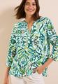 Gemusterte Leinenmix-Bluse L - Green Lagoon