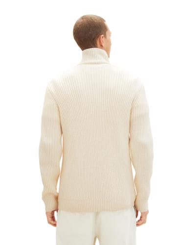 Troyer Strickpullover mit recyceltem Polyester XL Regular Fit - Vintage Beige