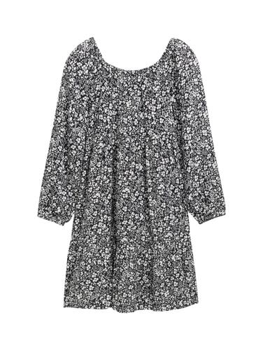Mini-Kleid mit Blumenmuster 152 A-Linie - White And Black Floral Design